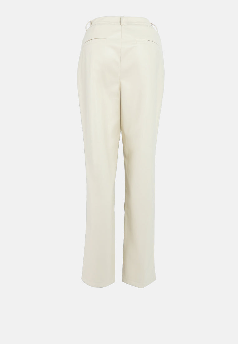 faux leather straight pants#color_cream