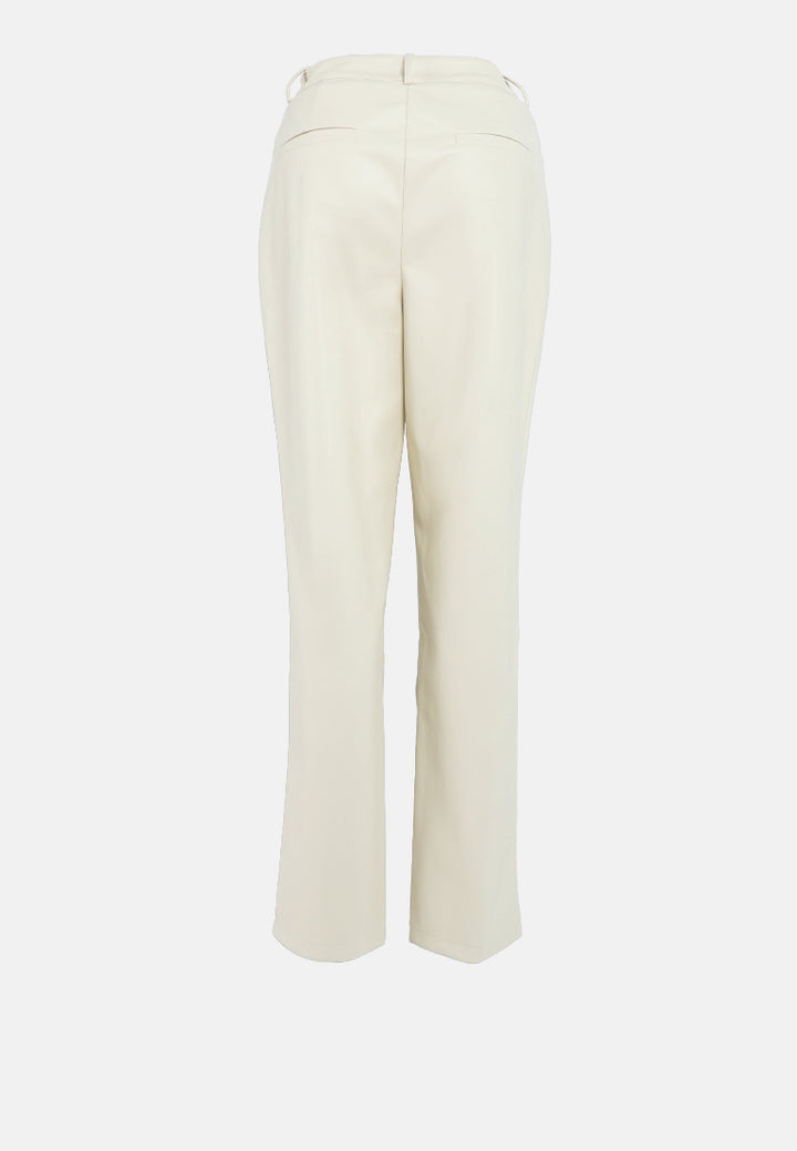 faux leather straight pants#color_cream