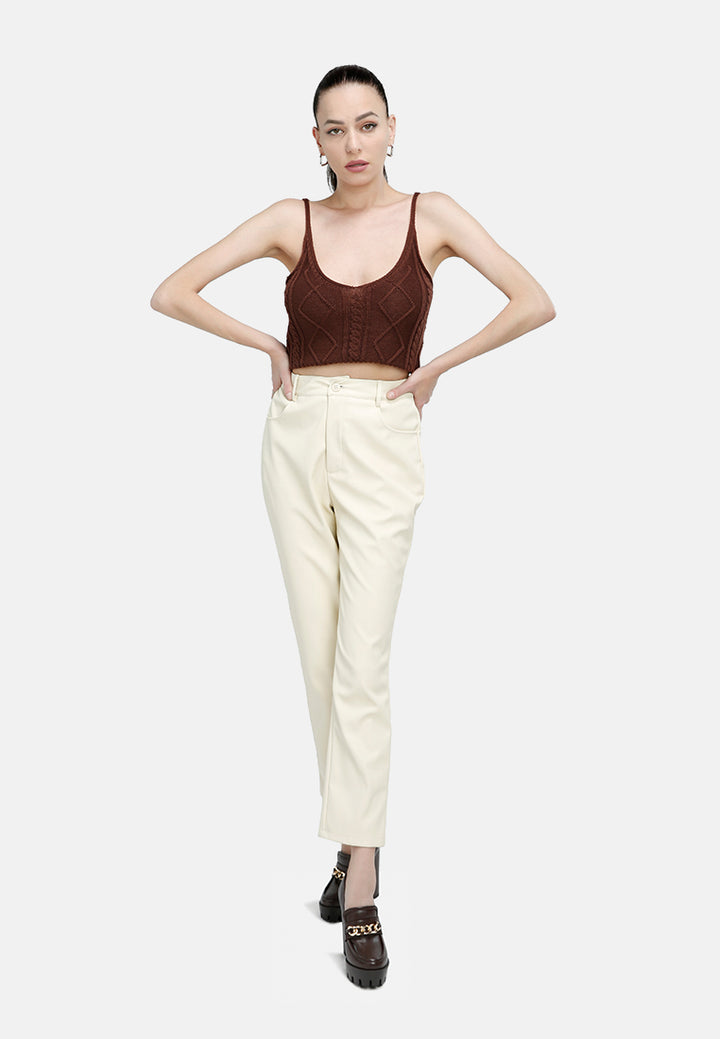 faux leather straight pants#color_cream