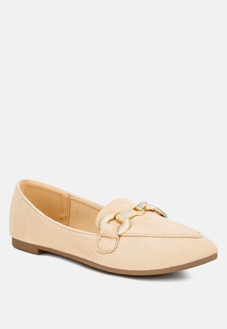 horsebit detail flexible loafers by ruw #color_beige