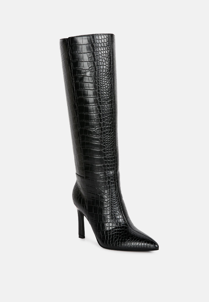 fewocious croc high heel calf boots by ruw#color_black