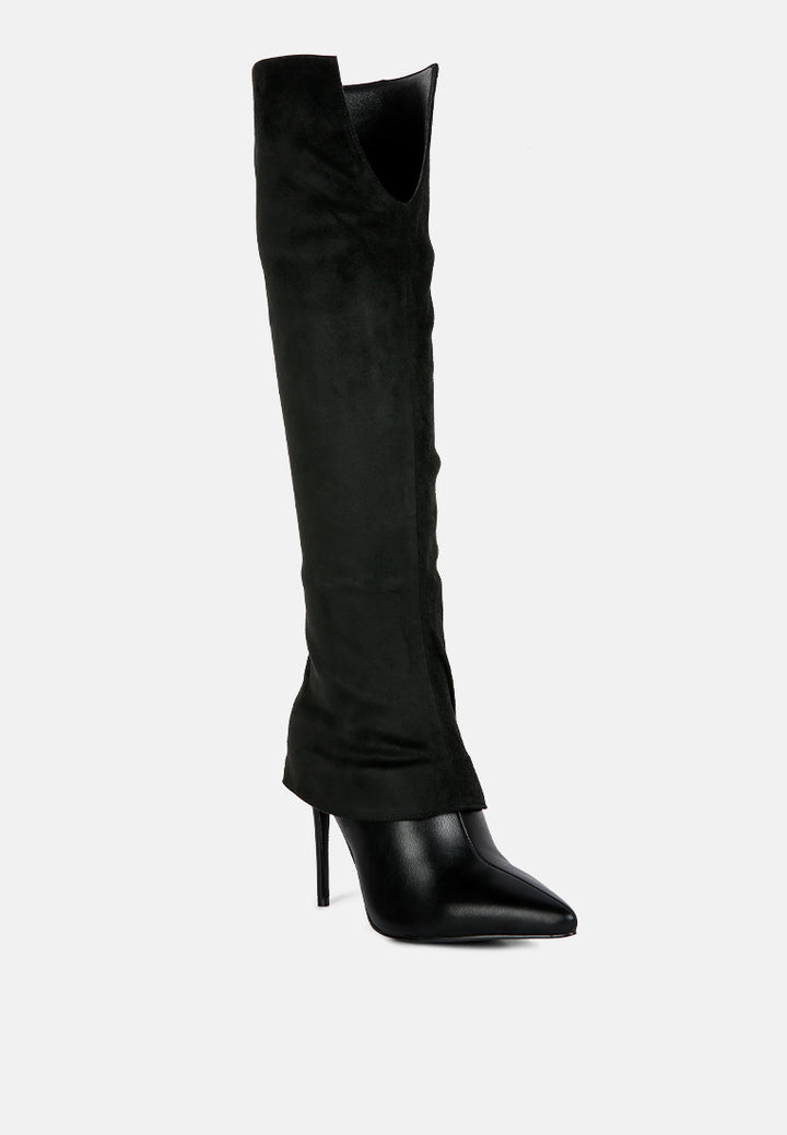 fifido fold-over stiletto knee boots#color_black