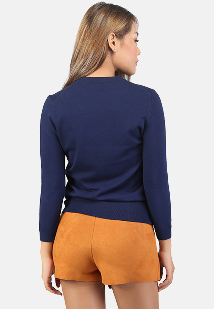 fine knit striped sweater#color_navy