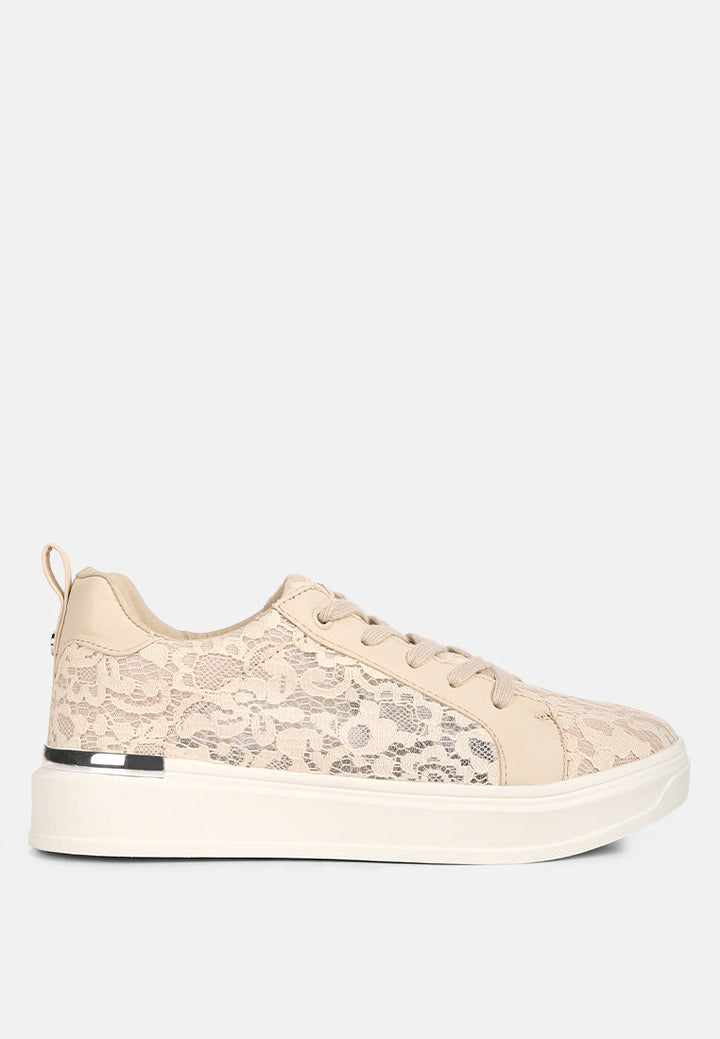 lace detail low platform sneakers by ruw#color_pink