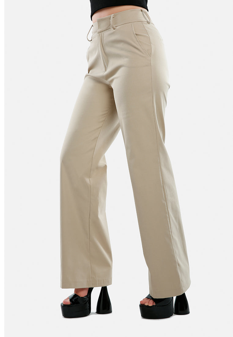 flared hem high waist pants by ruw#color_beige