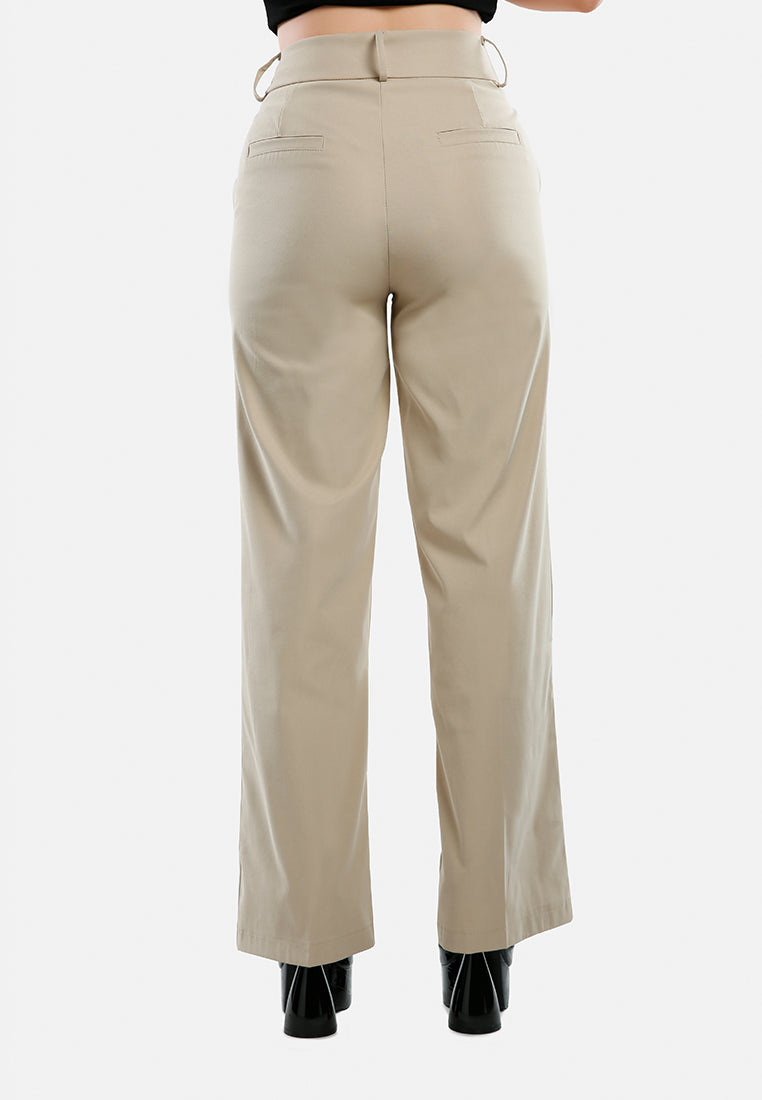 flared hem high waist pants by ruw#color_beige