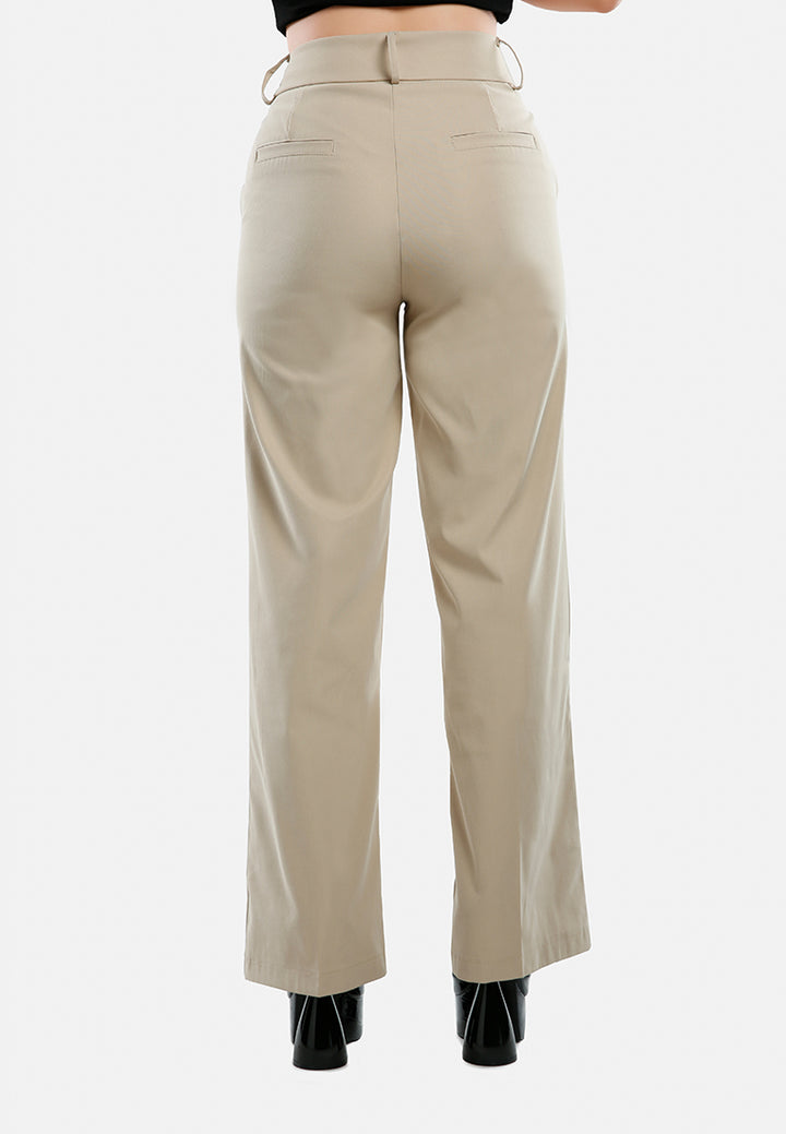 flared hem high waist pants by ruw#color_beige