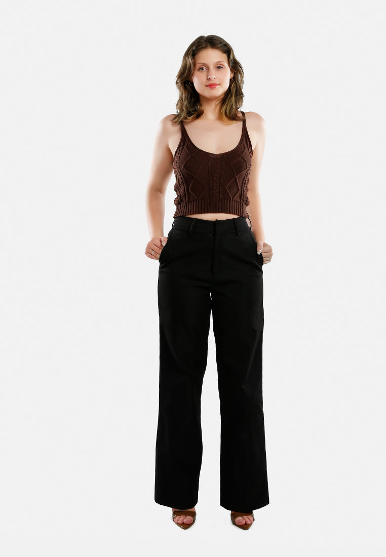 flared hem high waist pants by ruw#color_black