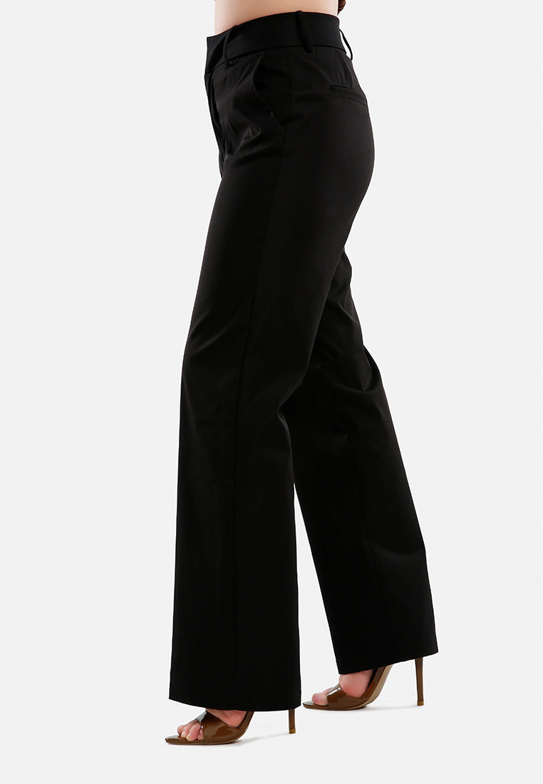 flared hem high waist pants by ruw#color_black