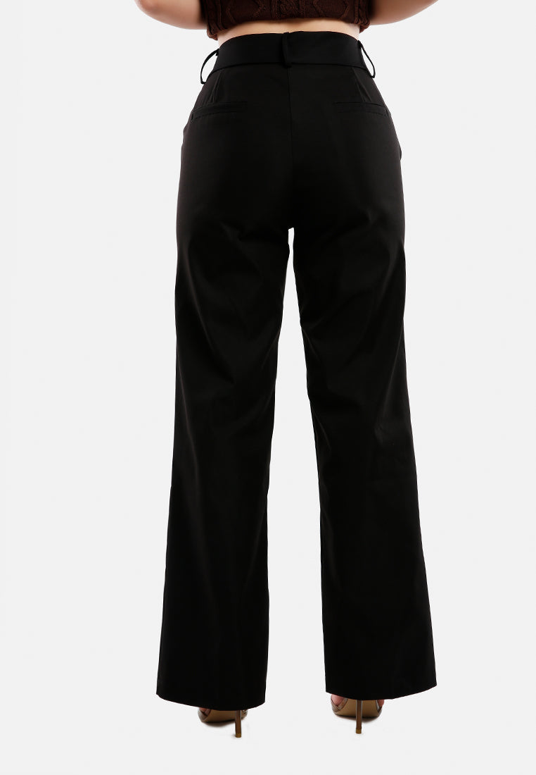 flared hem high waist pants by ruw#color_black