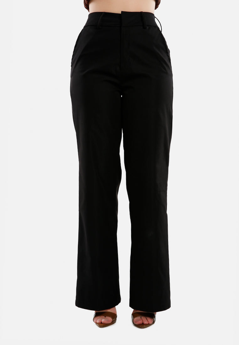 flared hem high waist pants by ruw#color_black