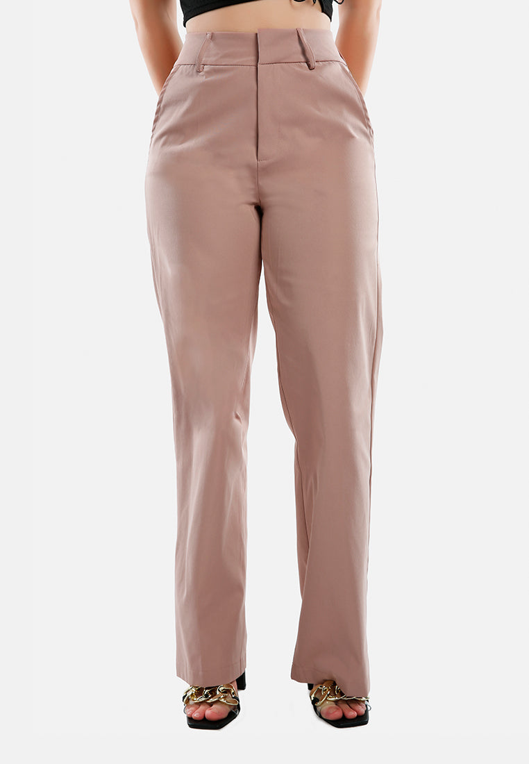 flared hem high waist pants by ruw#color_dusty-rose