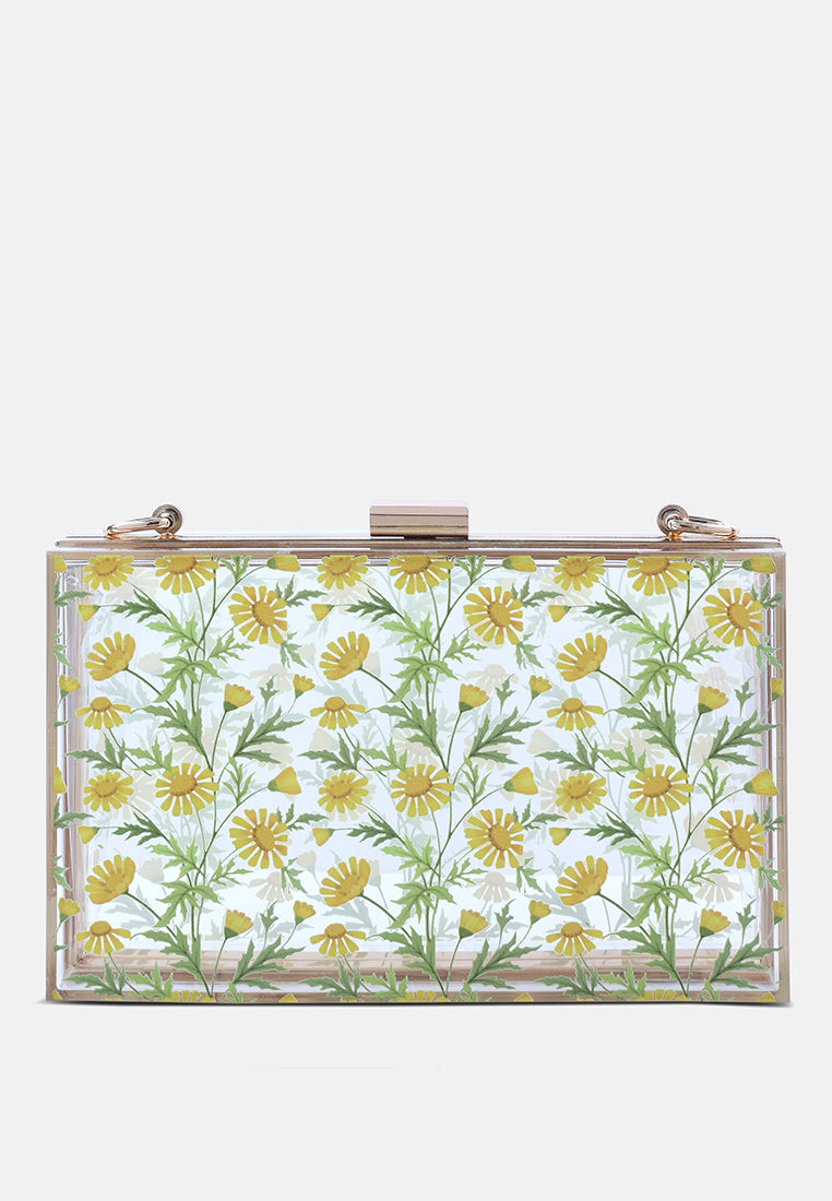 floral print clear clutch bag#color_transparent