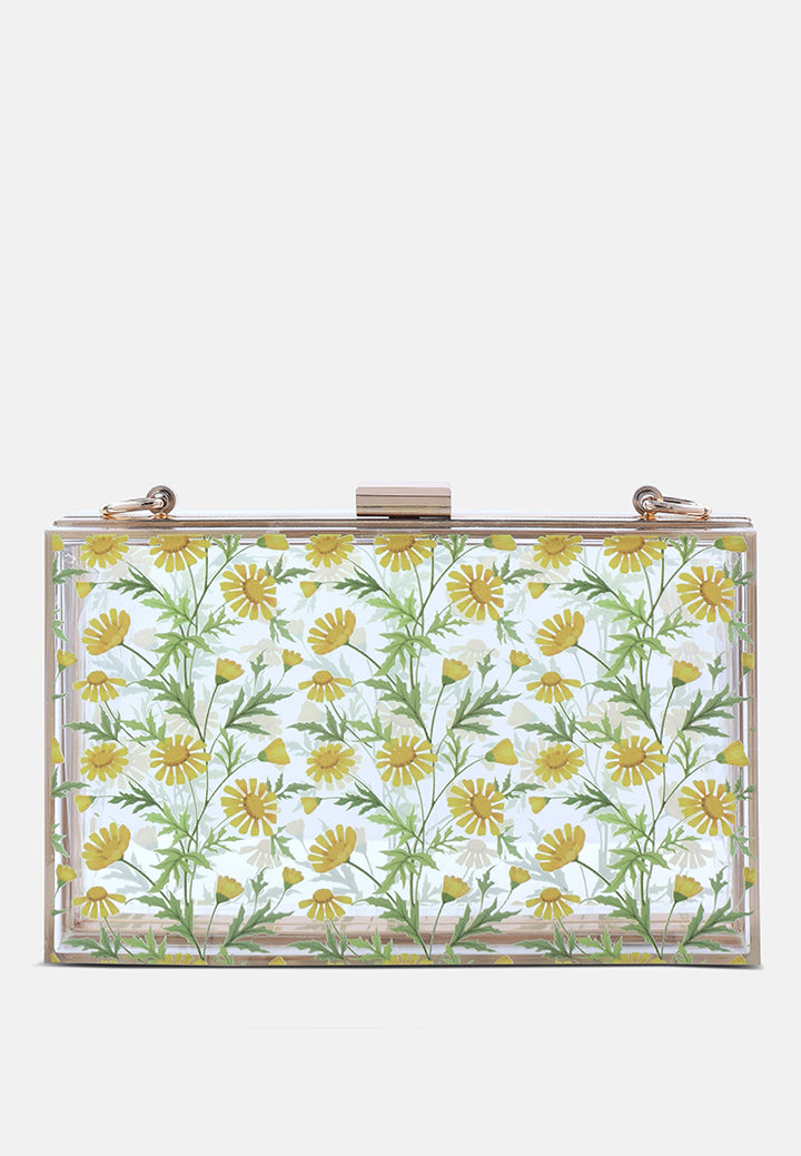 floral print clear clutch bag#color_transparent