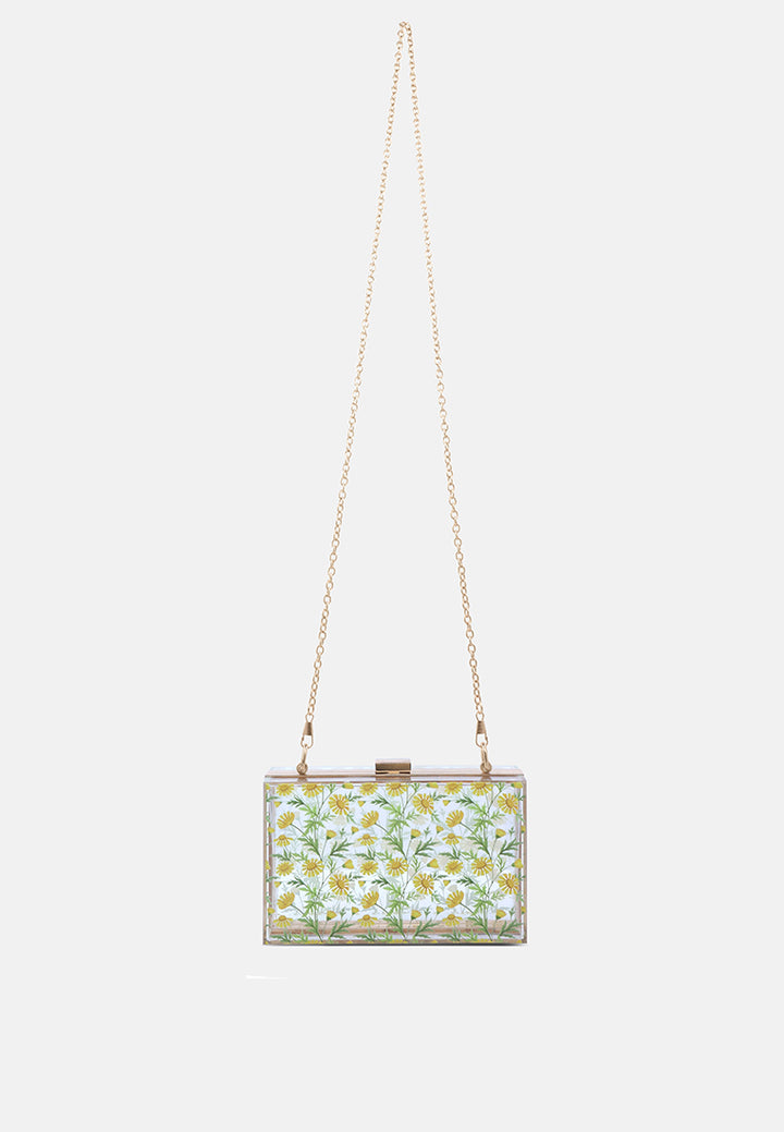 floral print clear clutch bag#color_transparent