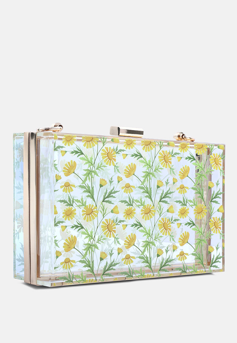 floral print clear clutch bag#color_transparent