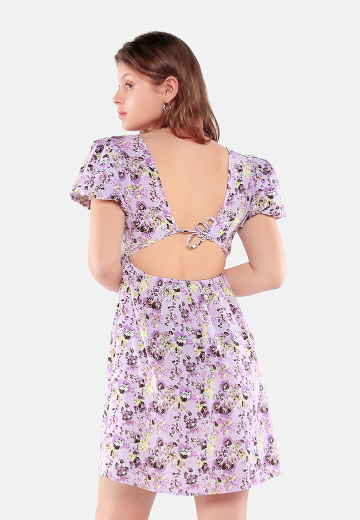 Floral Short Cut Out Dress