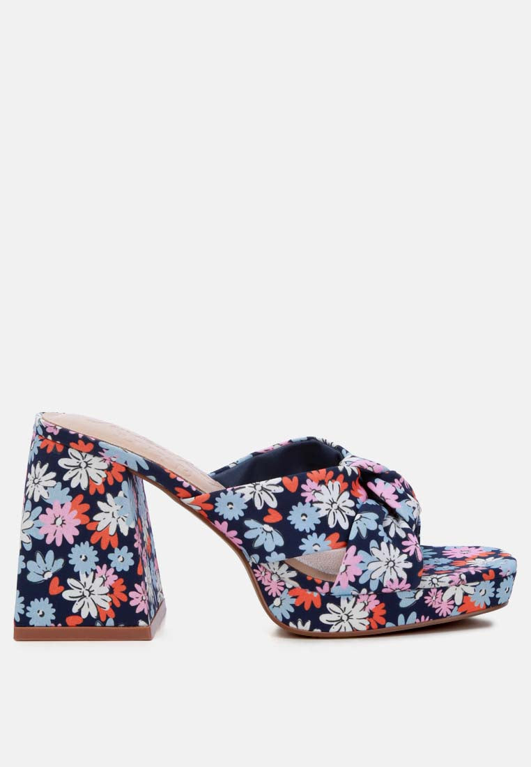 floral triangular block heel sandals by ruw#color_navy