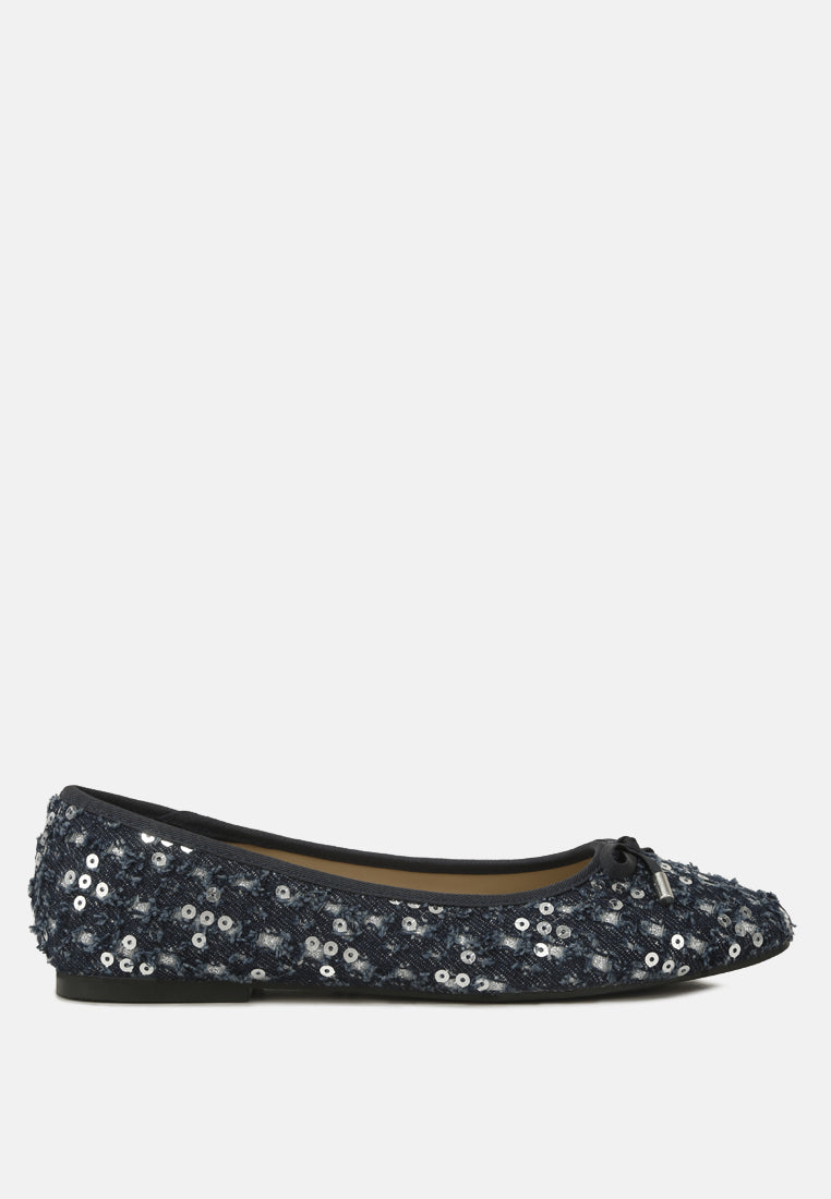 sequin flat bow ballerinas by ruw#color_denim-silver