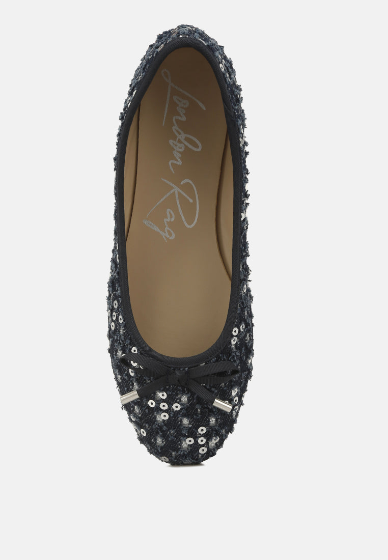 sequin flat bow ballerinas by ruw#color_denim-silver