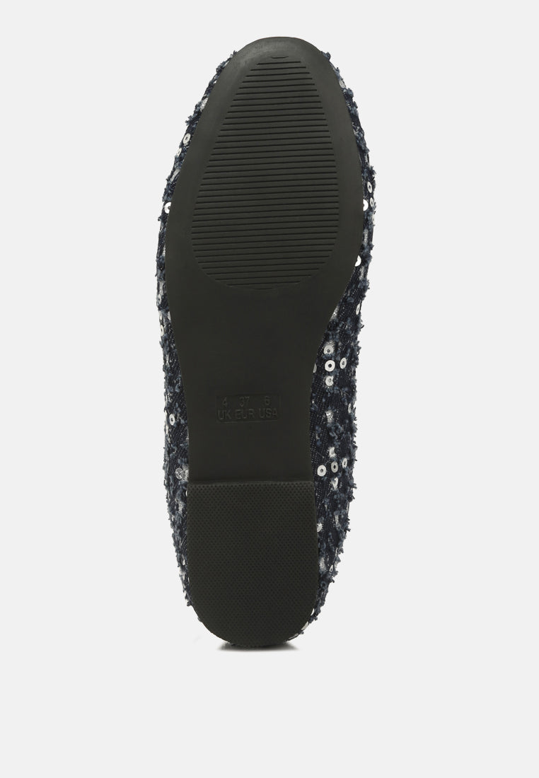 sequin flat bow ballerinas by ruw#color_denim-silver