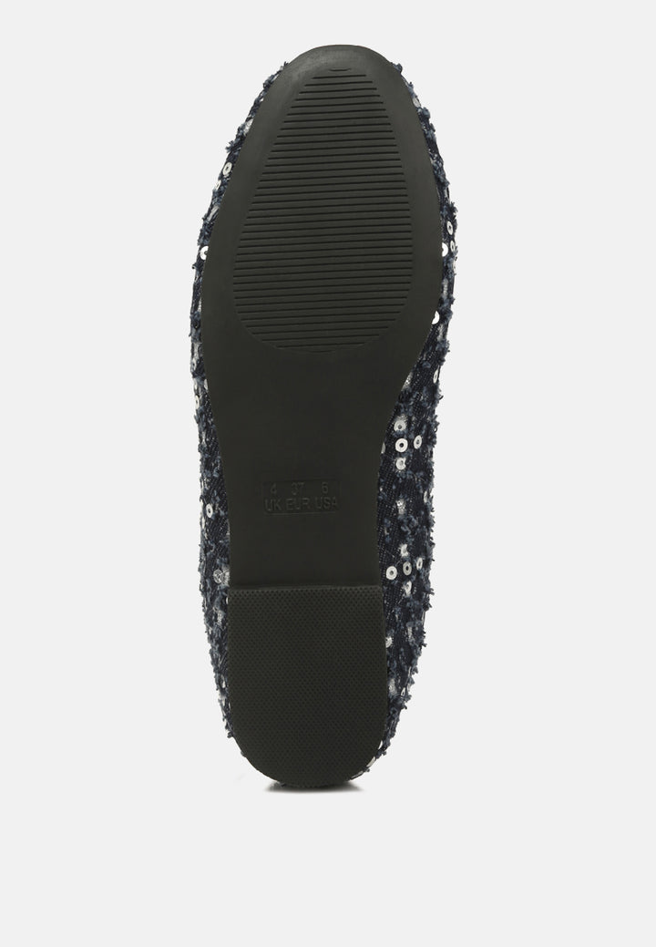 sequin flat bow ballerinas by ruw#color_denim-silver