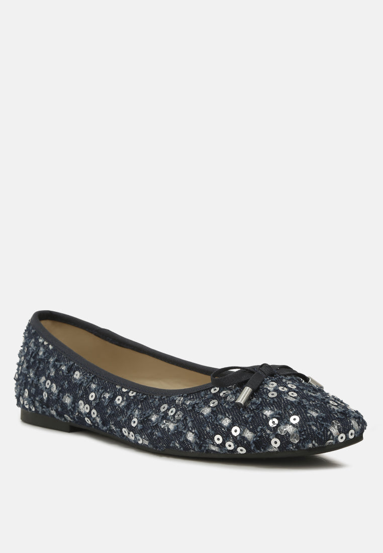 Sequin Flat Bow Ballerinas By Ruw