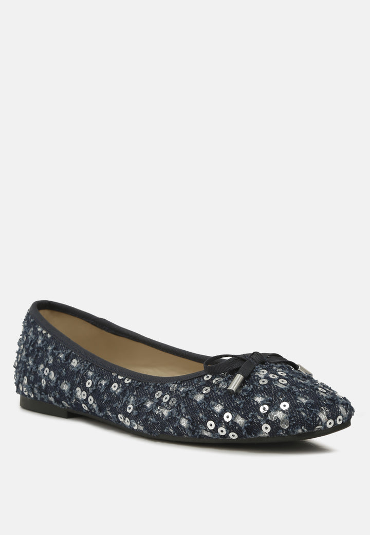 Sequin Flat Bow Ballerinas By Ruw