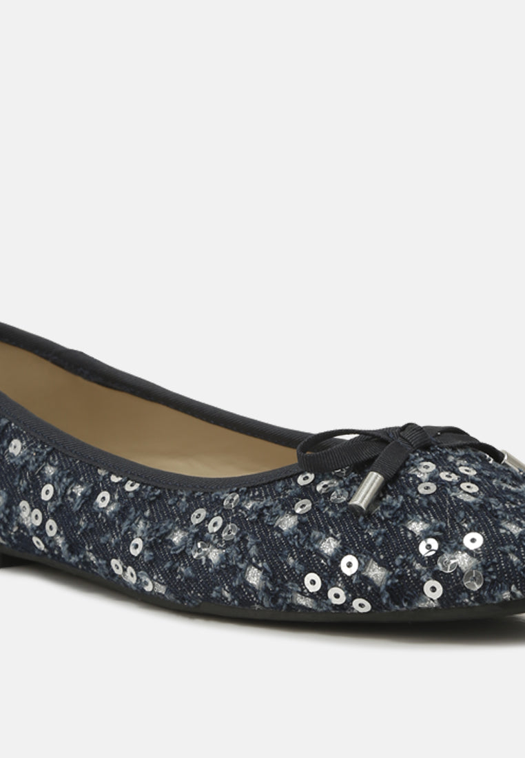 sequin flat bow ballerinas by ruw#color_denim-silver