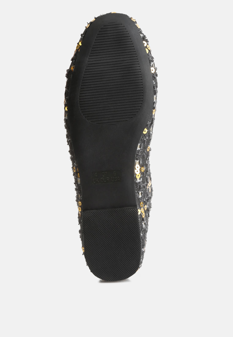 sequin flat bow ballerinas by ruw#color_denim-gold