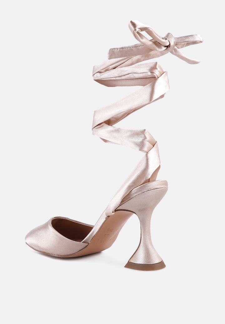 fonda mid heel tie up satin sandals#color_rose-gold