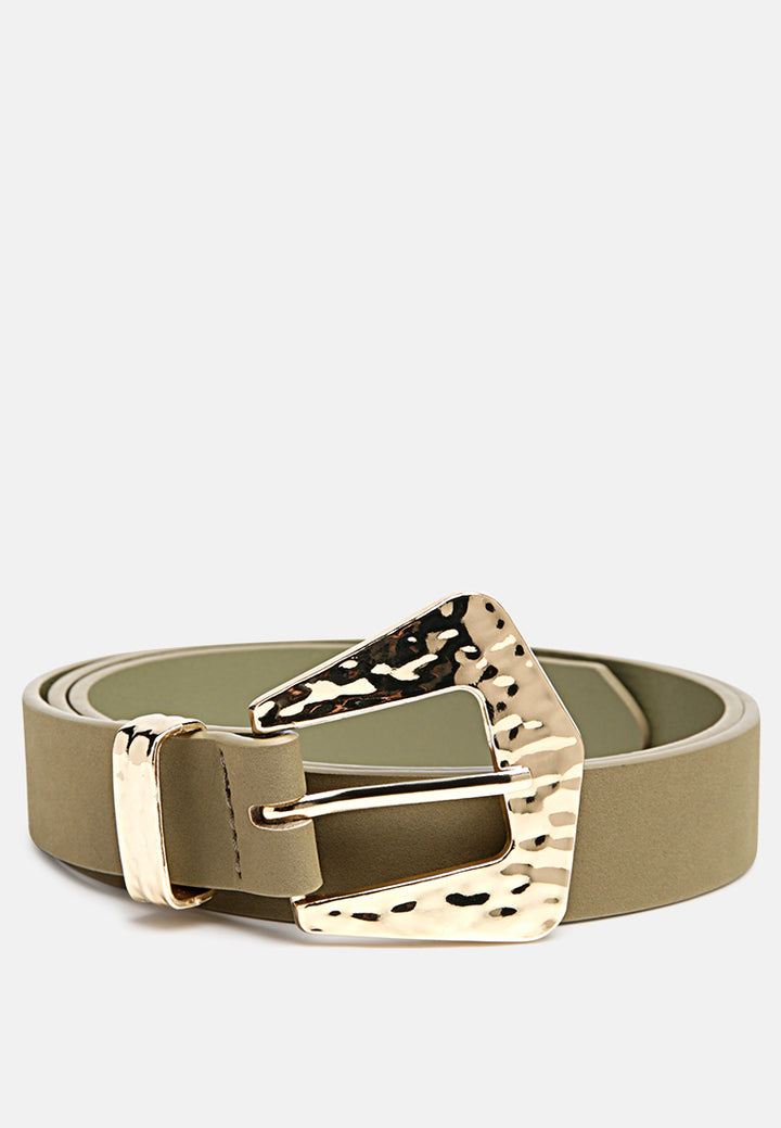 formal party metallic buckle belt#color_army-green