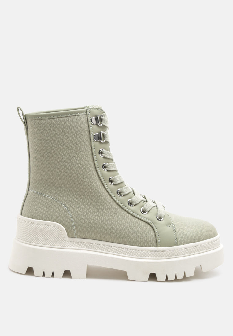 fornax lace -up  lug sole combat boots#color_green