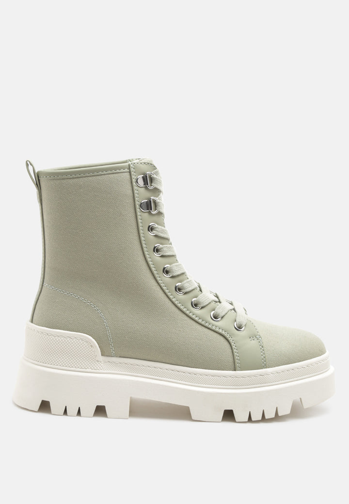 fornax lace -up  lug sole combat boots#color_green