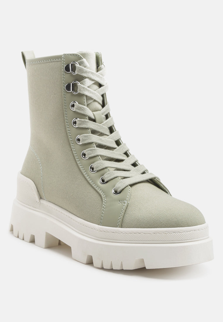 fornax lace -up  lug sole combat boots#color_green