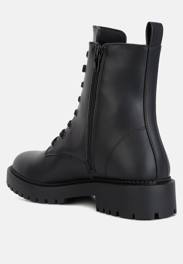 forter faux leather lace up boots#color_black