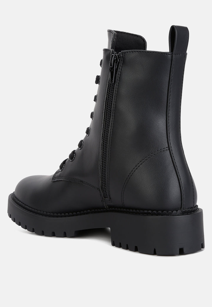 forter faux leather lace up boots#color_black