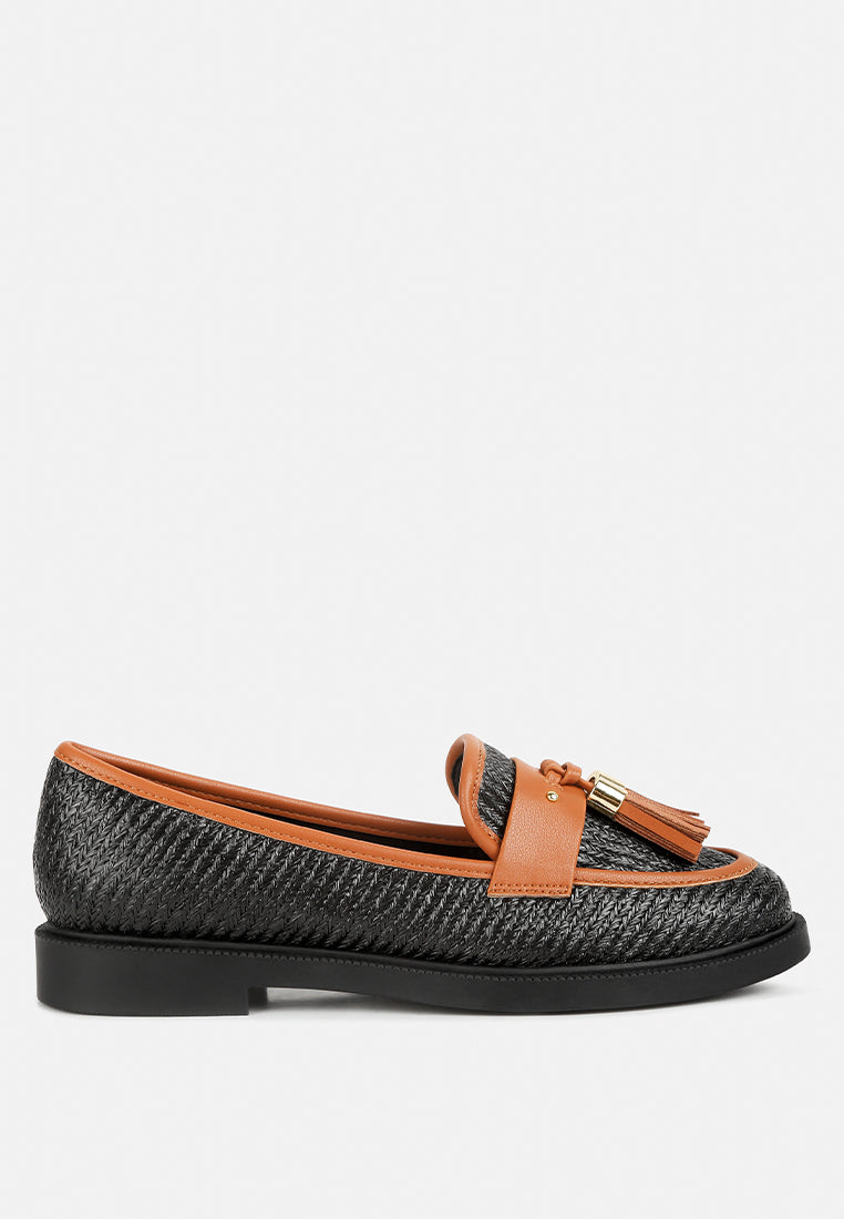foxford tassle detail raffia loafers by ruw#color_black