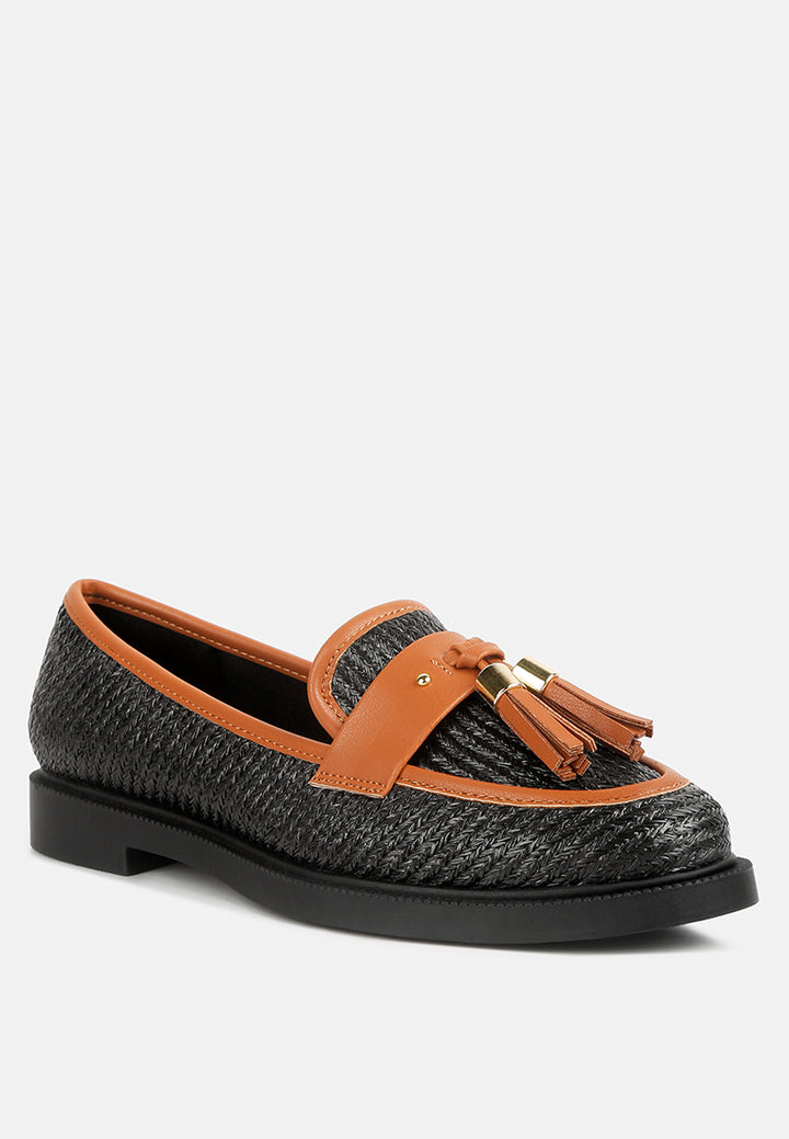 foxford tassle detail raffia loafers by ruw#color_black