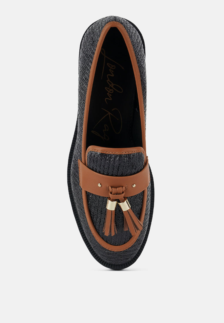 foxford tassle detail raffia loafers by ruw#color_black