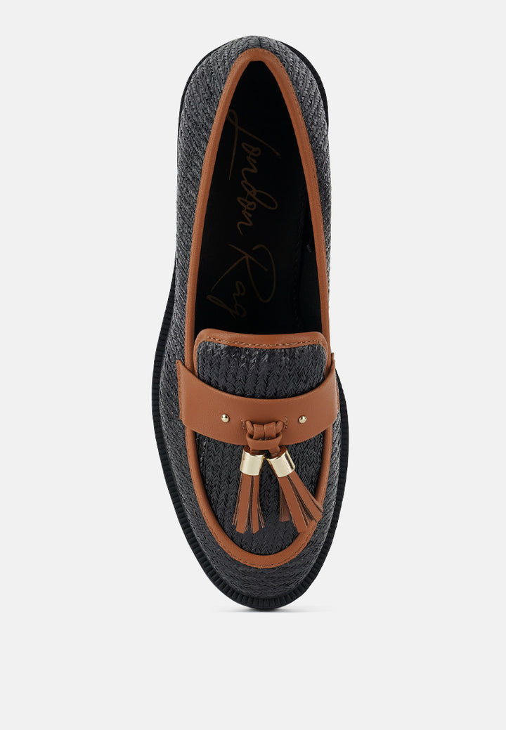 foxford tassle detail raffia loafers by ruw#color_black
