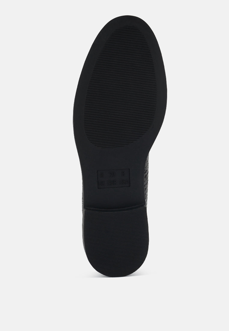 foxford tassle detail raffia loafers#color_black