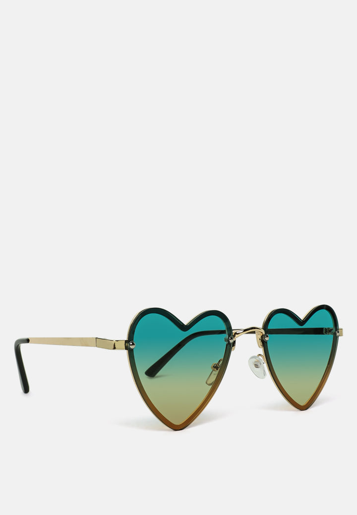 full rim ombre tinted heart sunglasses#color_green