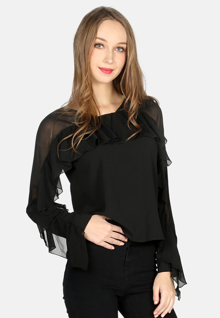 full sleeve casual top#color_black