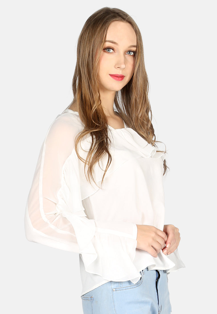 full sleeve casual top#color_white