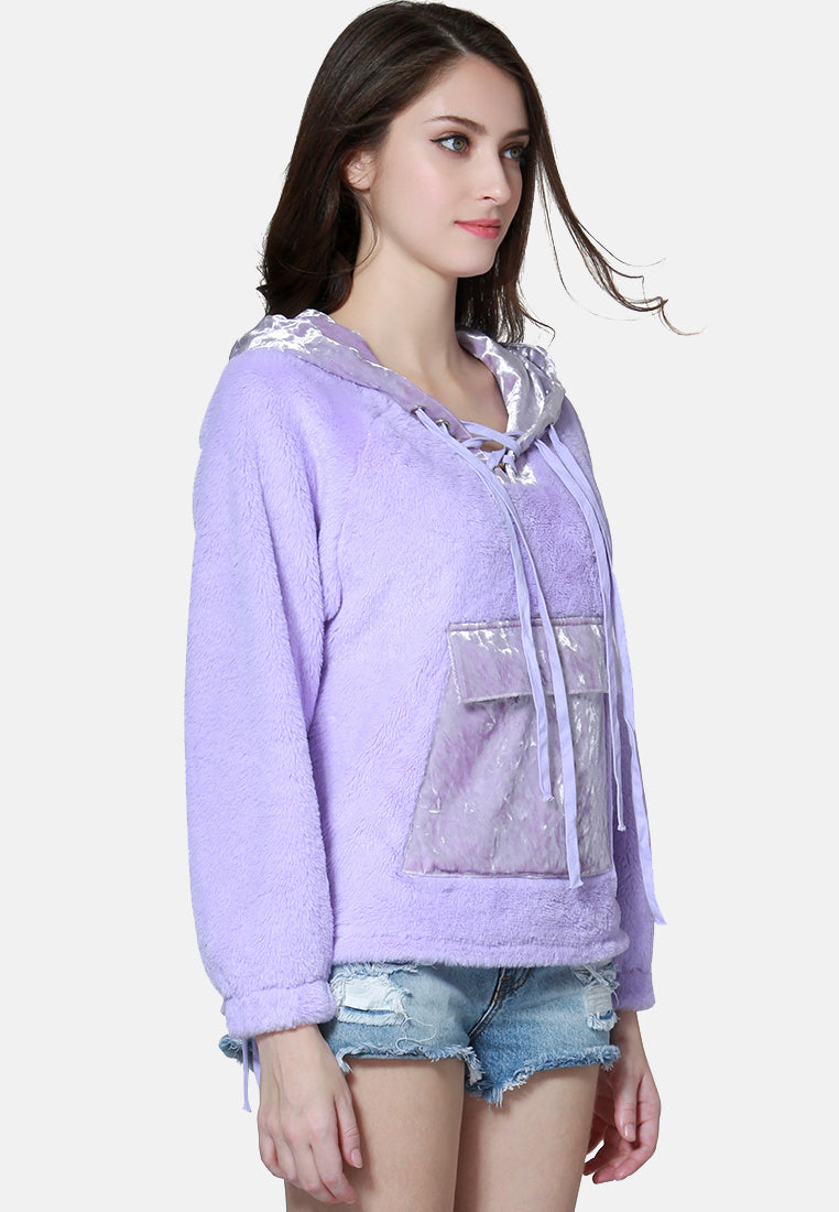 fur hoodie with kangaroo pockets#color_purple