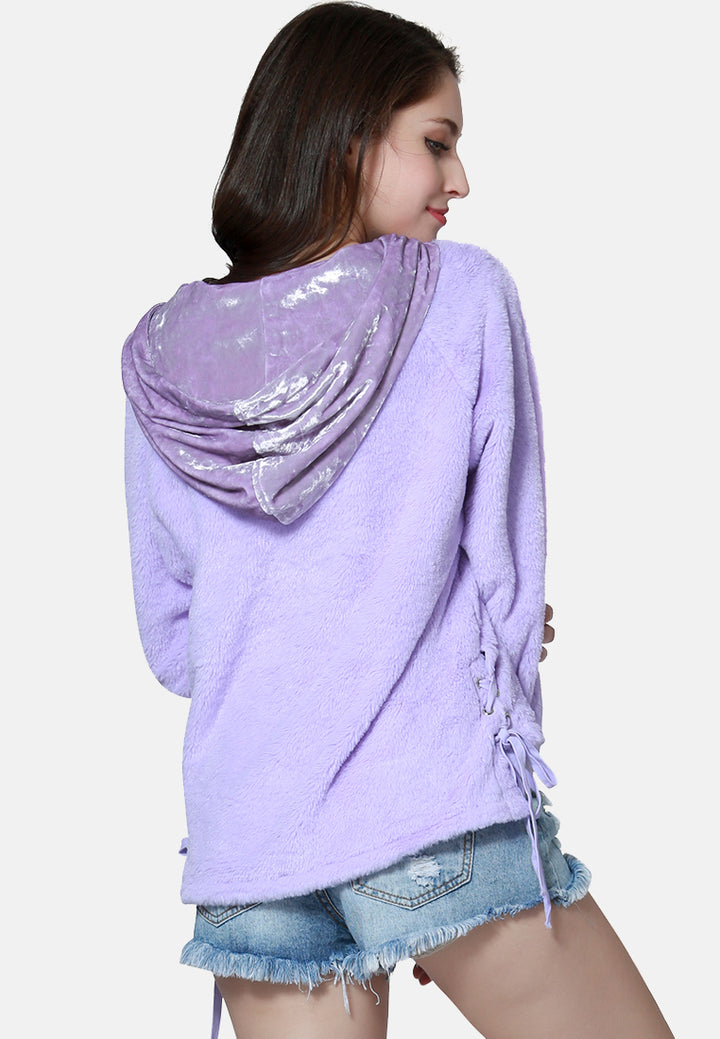 fur hoodie with kangaroo pockets#color_purple