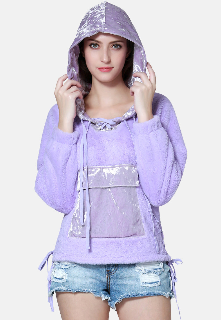 fur hoodie with kangaroo pockets#color_purple