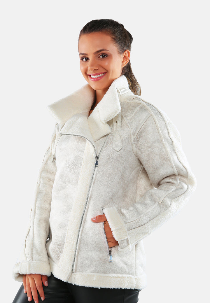 fur lined faux leather biker jacket#color_cream