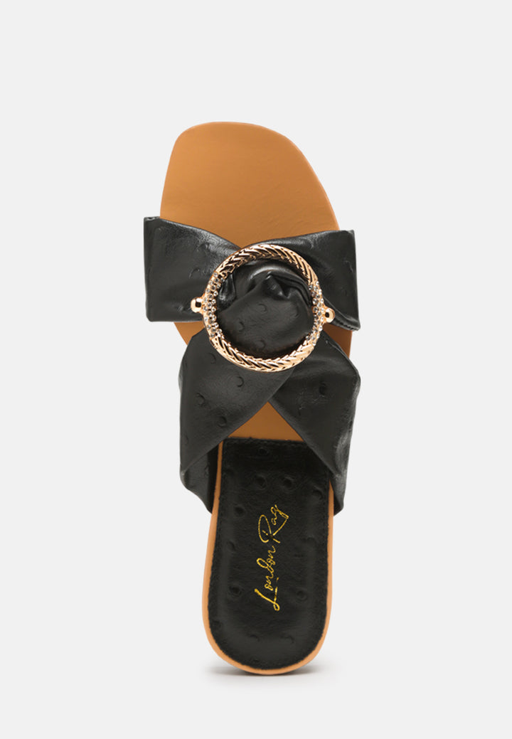 genoise knot and jewel flat slides#color_black